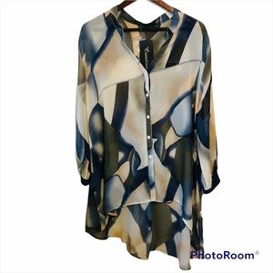 NWT Asymmetrical Art Deco Patterned Blouse XXL